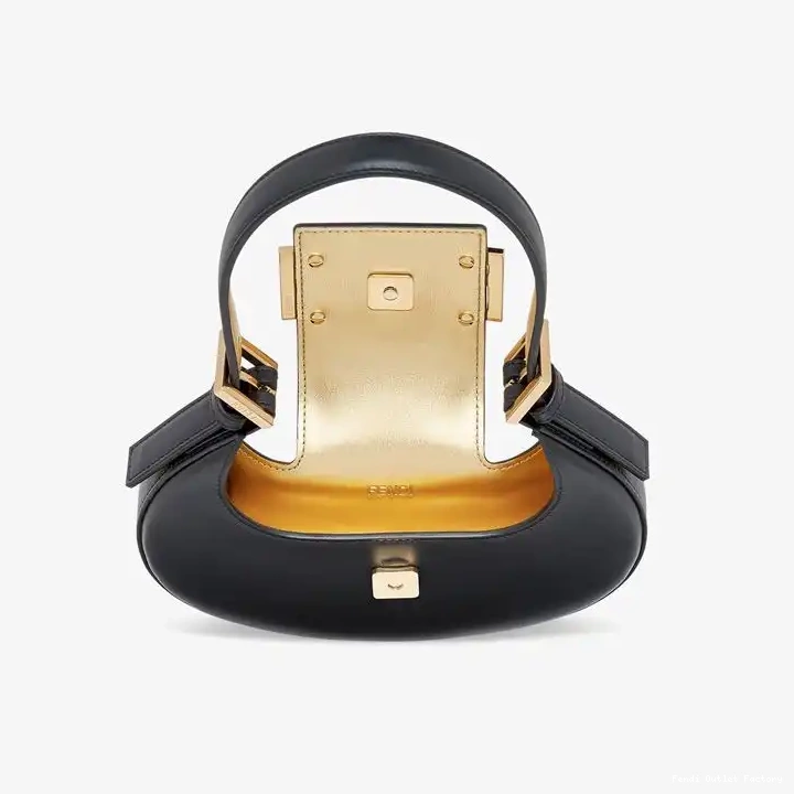 Cheap HOT Cookie Bag Leather Black Hobo Calf Mini In Fendi 0602